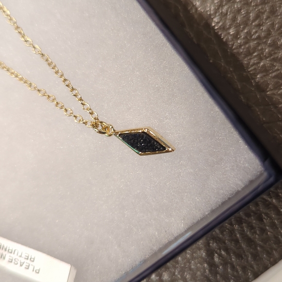 Blue Ruby 14k plated Druzy Diamond Shaped Necklace - Picture 4 of 5